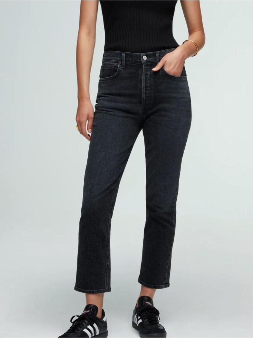 Agolde Riley Straight Crop Jeans size 28 in Panoramic Black $208